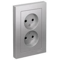 AtlasDesign алюминий розетка скрытая 2-мест IP20 