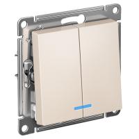 AtlasDesign бежевый выключатель 2кл с подсветкой скрытая 10А IP20 