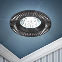 Светильник точечный GU5.3 круг черный встраиваемый ЭРА рисунок