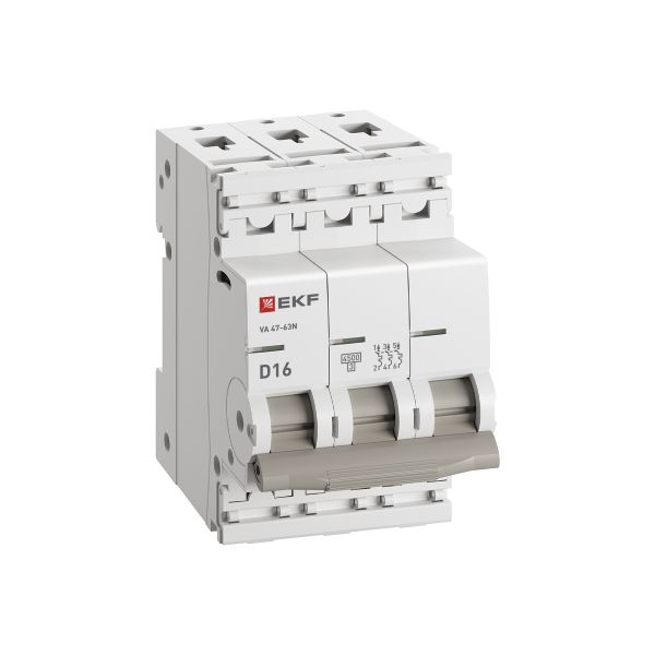 Автомат 3Р 16А D 4,5кА ВА47-63N EKF PROxima