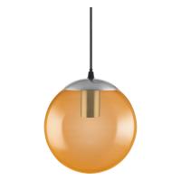 Светильник подвесной (люстра) 1*60Вт E27 черный/золото/прозрачный шар d20