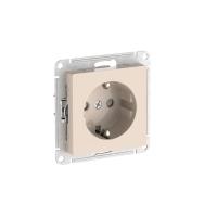 Атлас бежевый механизм розетки скрытая 1-мест заземление шторки быстрозажим. клем. IP20 