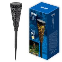 Светильник грунтовый свд на солнечной батарее пластик черный 400мм IP44 узор