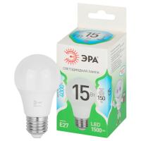 Лампа свд 220В Е27 15Вт 4000К 1500лм стандарт А60 матовая  ЭРА Green Line