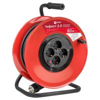 Удлинитель 4-мест 50м КГ 3*1,5 красный катушка металл IP20 EKF 