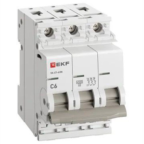 Автомат 3Р 6А C 4,5кА ВА47-63N EKF PROxima 