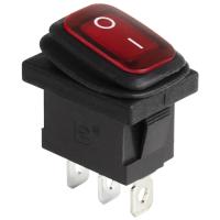 Выключатель KCD1-201-4W ON-OFF 6А 250В индикатор красный Mini IP51