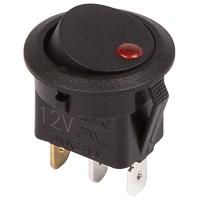 Выключатель ON-OFF 20А 12В индикатор черный круглый