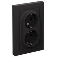 AtlasDesign карбон розетка скрытая 2-мест заземление шторки IP20 
