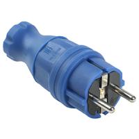Вилка 16А прямая заземление синий каучук IP44 IEK