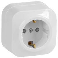 Глори белый розетка открытая 1-мест заземление шторки IP20 