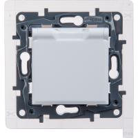 Этика белый розетка скрытая 1-мест с крышкой IP44