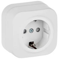 Глори белый розетка открытая 1-мест заземление шторки IP20 