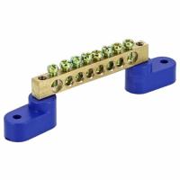 Шина нулевая 6*9 8групп 2 угловых изолятора синий винтовой EKF 