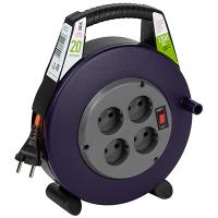 Удлинитель 4-мест 20м ПВС 2*0,75 черный катушка IP20 ЭРА в закрытом корпусе