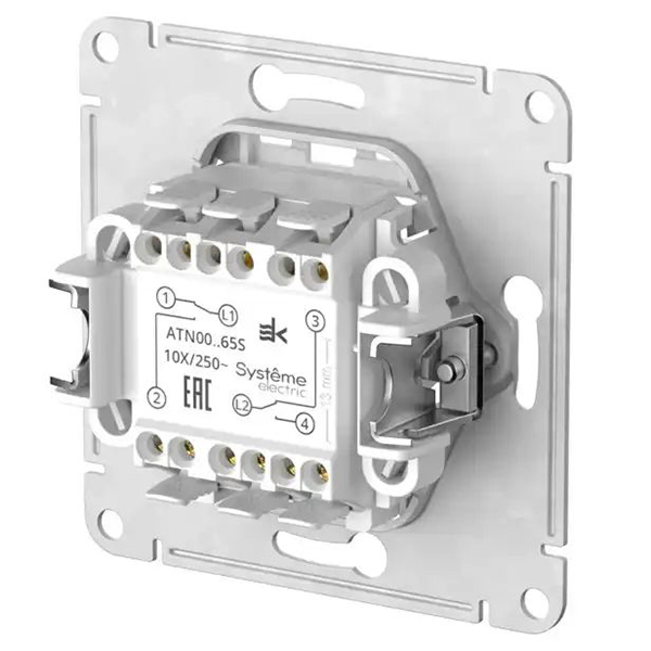 AtlasDesign карбон переключатель 2кл скрытая 10А IP20 быстрозажим.клем.  