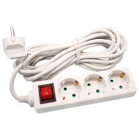 Удлинитель 3-мест 3м ПВС 3*0,75 белый выкл Navigator  