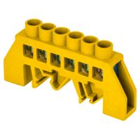 Шина нулевая 8*12 6групп комбинированный DIN-изолятор типа "Стойка" желтый на DIN-рейку/монтажную па