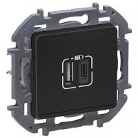 Инспириа антрацит розетка USB скрытая 2-ая тип A-C 240В/5В 3000мА