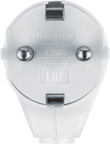 Вилка 16А угловая заземление белый пластик IP20 Navigator