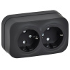 Глори черный розетка открытая 2-мест заземление шторки IP20 