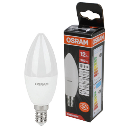 Лампа свеча свд Е14 12Вт 4000К 960лм B39 матовая Osram LED Value black