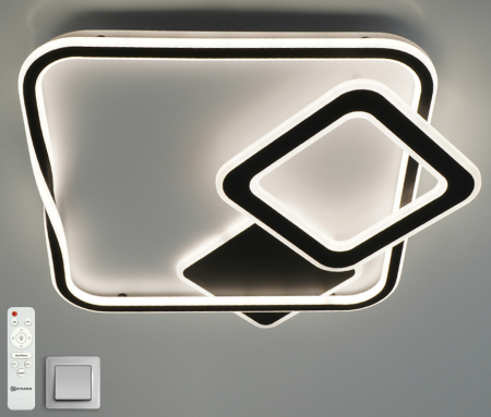 Светильник потолочный (люстра) свд 100Вт 3000-6500К 10000лм белый/черный пульт диммер подсветка