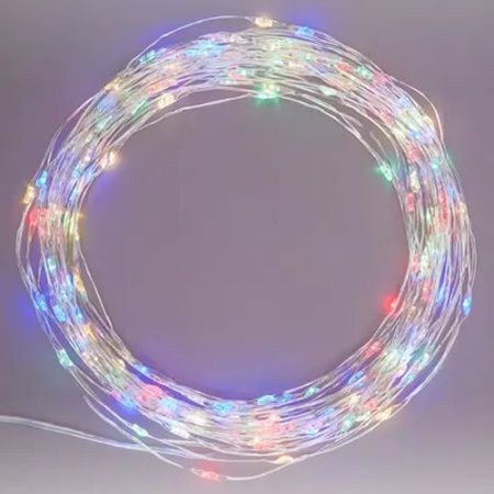 Гирлянда нить 20м мультицвет 200свд IP44 серебро провод Роса