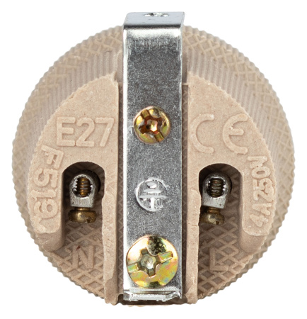 Патрон подвесной E27 керамика белый ЭРА с держателем