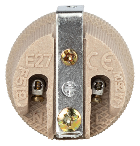 Патрон подвесной E27 керамика белый ЭРА с держателем