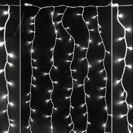 Гирлянда занавес 1,5*1,5м белый 368свд IP20 прозрачный провод (до 8мод)