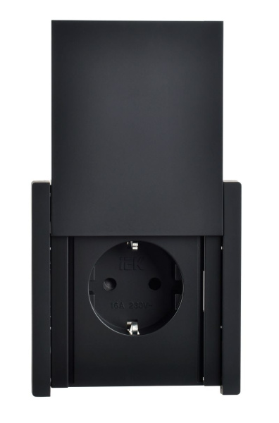 Фортепиано черный механизм розетки скрытая 1-мест заземление с крышкой шторки IP44 