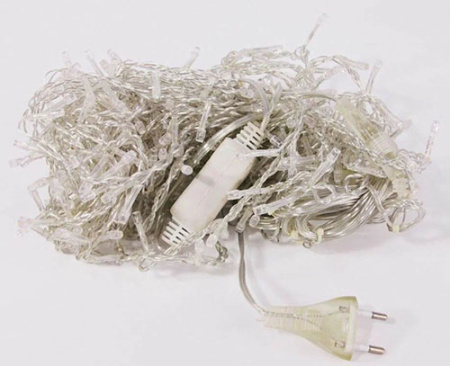 Гирлянда занавес 1,5*1,5м теплый белый 368свд IP20 прозрачный провод (до 8мод)