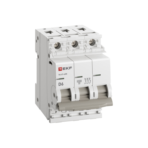 Автомат 3Р 6А D 4,5кА ВА47-63N EKF PROxima 