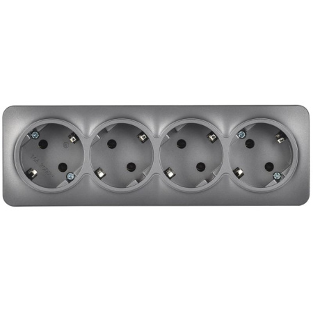 Глори сталь розетка открытая 4-мест заземление IP20 