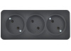 Глори черный розетка открытая 3-мест IP20 
