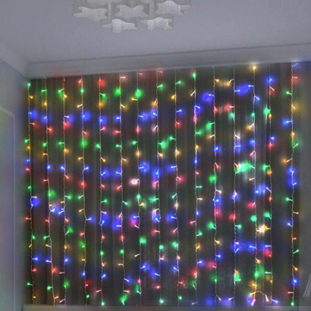 Гирлянда занавес 1,5*2,2м мульти 544свд с контроллером IP20 прозрачный провод 8 режимов