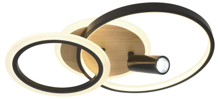 Светильник потолочный (люстра) свд 85Вт 3000К-6500К 6900лм черный/дерево пульт