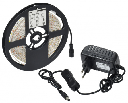 Лента свд 12В 4,8Вт/м 60свд/м 3000К 2835 IP65 IEK комплект