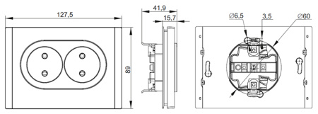 Фортепиано серый розетка скрытая 2-мест шторки IP20 