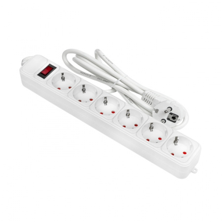 Фильтр сетевой 6-мест 1,8м ПВС 3*1 белый EKF