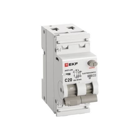 Дифавтомат 2Р 20А C тип AC 30мА 6кА 2мод АВДТ-63N EKF PROxima