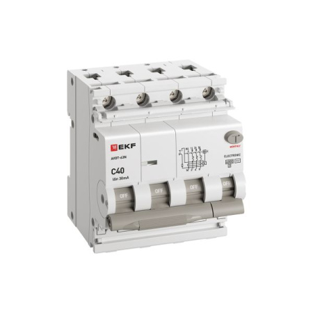 Дифавтомат 4Р 40А C тип AC 30мА 6кА 4мод АВДТ-63N EKF PROxima