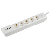 Удлинитель 5-мест 2м ПВС 3*1 белый 4*USB IEK  MODERN