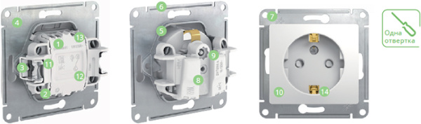 Глосса графит переключатель перекрестный 1кл скрытая 10А IP20 