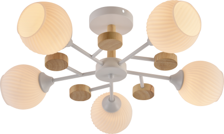Светильник потолочный (люстра) 5*60Вт E27 белый/дерево 