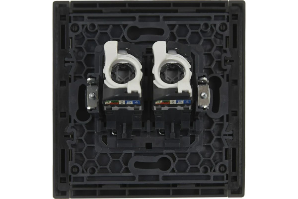 Фортепиано серый механизм RJ45 2x8(8) скрытая 2-ая 