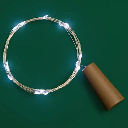 Гирлянда нить 2м белый 20свд IP20 серебро провод Роса с пробкой 3хLR44