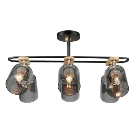 Светильник потолочный (люстра) 6*60Вт E27 черный/дымчатый 