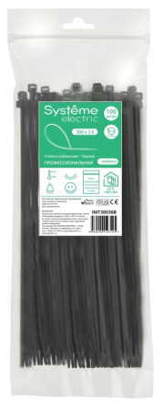 Хомут 300*3,6мм нейлон черный Systeme Electric 100шт